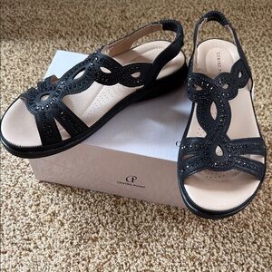 Chic Black Women's Sandals with Cutout Design